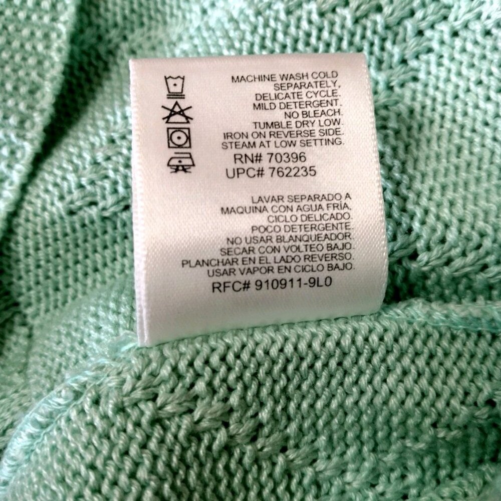 Vintage Sweater Small Sleeveless Mint Green Embroidered Flowers Grannycore - Picture 7 of 12